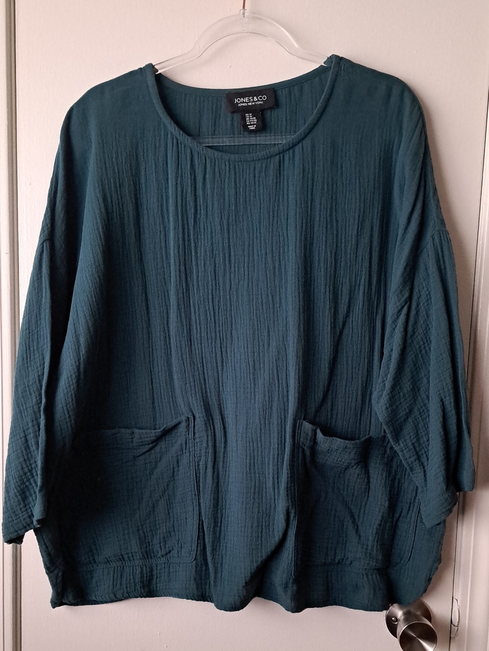 Jones And Co. Dark green w/ front pockets Tunic 1X